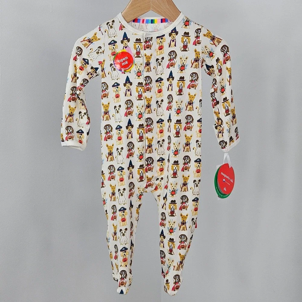 Magnetic Me Tricks or Treats Halloween Modal One Piece Footie 3-6M Dogs NEW